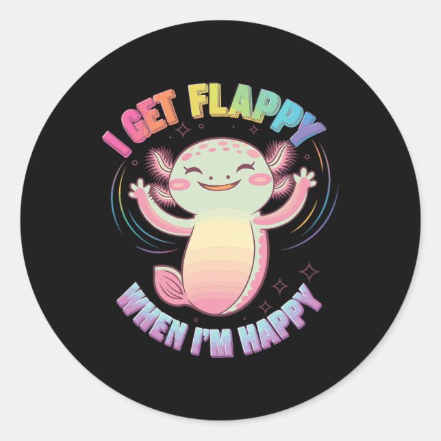 Sticker Rond Autisme Soutien Stimming Axolotl Je Obtiens Flappy (Devant)
