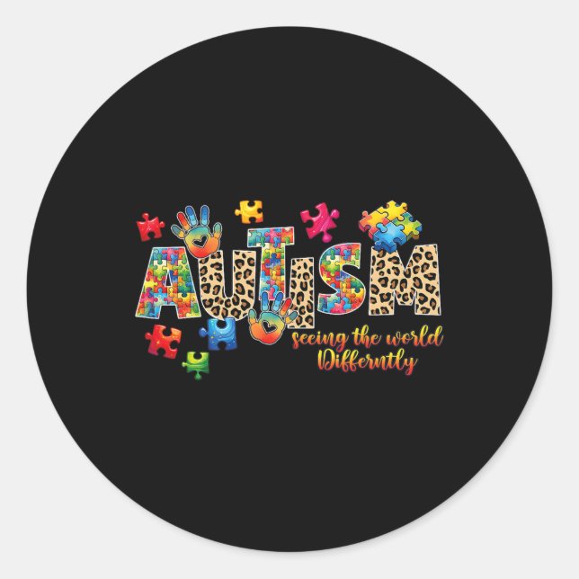 Sticker Rond Autisme Support Enseignante Femmes Enfants Sensibi (Devant)