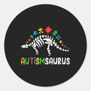 Sticker Rond Autismsaurus Dinosaur Garçons Enfants Jeunes Autis