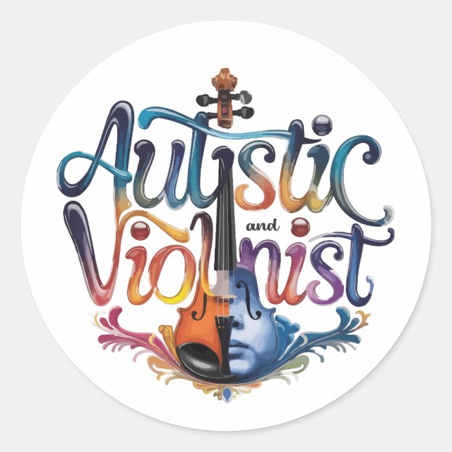 Sticker Rond Autistic and violinist (Devant)