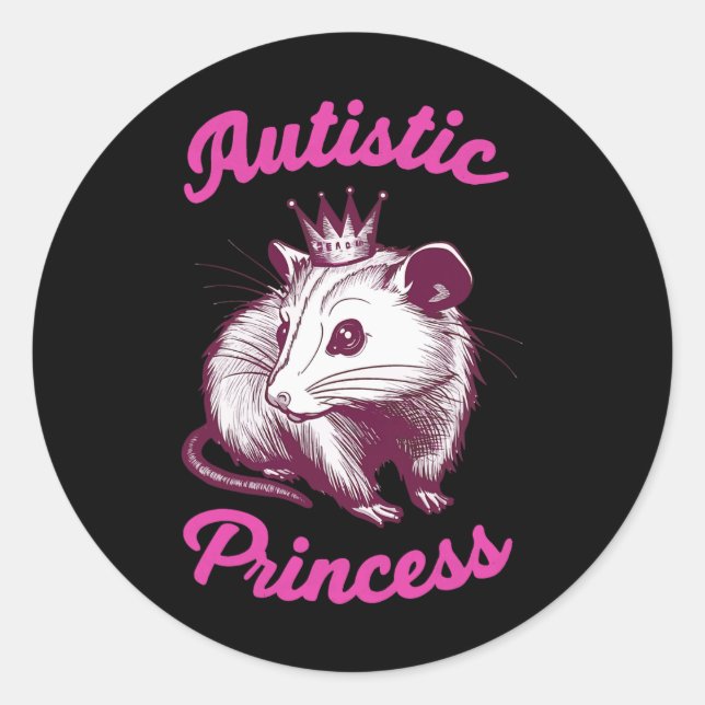 Sticker Rond Autistic Princess Opossum 3  (Devant)