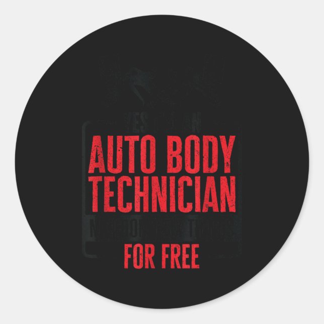 Sticker Rond Auto Body Technician Vehicle Repair Car Maintenanc (Devant)