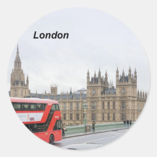 Sticker Rond Autobus de Londres et Big Ben (St.K)