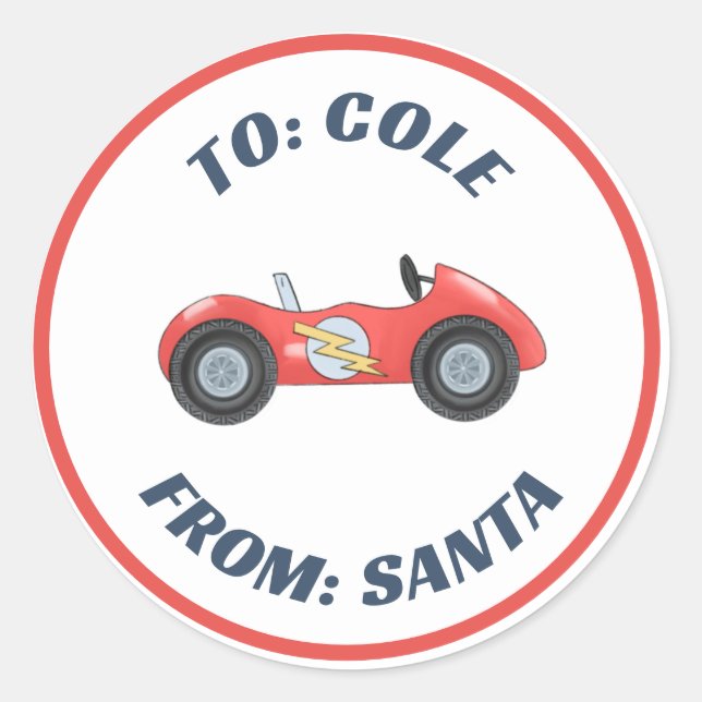 Sticker Rond Autocar Race Racetra Christmas Custom Cadeau étiqu (Devant)