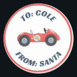 Sticker Rond Autocar Race Racetra Christmas Custom Cadeau étiqu<br><div class="desc">Customisez ces adorables autocollants cadeau voiture de course avec TO : et FROM : étiquettes. Coordonnées avec l'emballage cadeau de voiture de course dans ma boutique!</div>