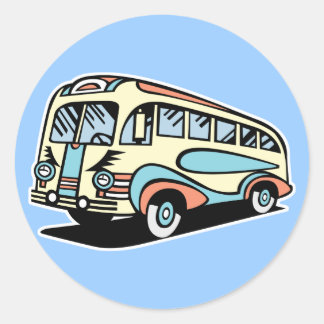 Sticker Rond autocar retro