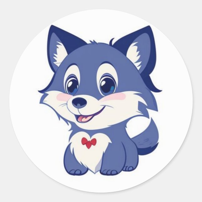 Sticker Rond autocollant, chiot (Devant)