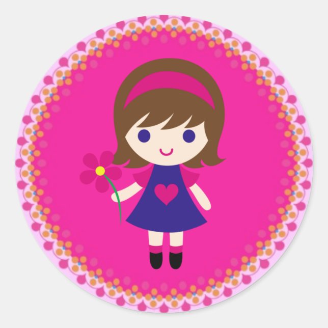 Sticker Rond Autocollant/fille (Devant)