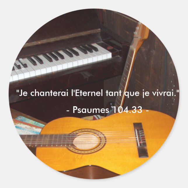 Sticker Rond Autocollant/Je Chanterai  L'Eternel (Devant)