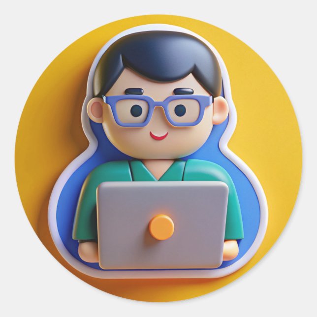 Sticker Rond autocollant, programmeur (Devant)