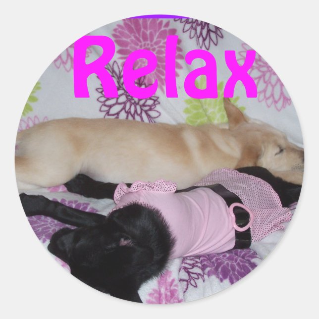 Sticker Rond autocollant, Relax (Devant)