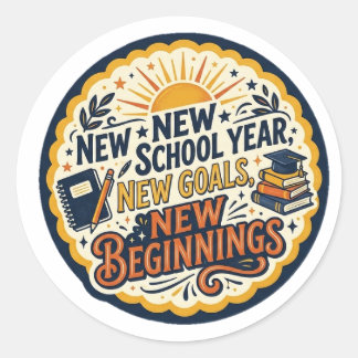 Sticker Rond Autocollant-Rentrée scolaire