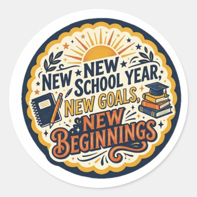Sticker Rond Autocollant-Rentrée scolaire  (Devant)