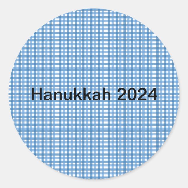 Sticker Rond Autocollant/Scellement d'enveloppe à carreaux bleu (Devant)