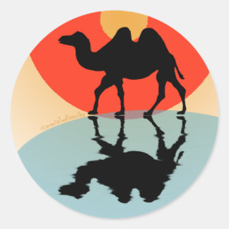 Sticker Rond Autocollants: Design "Chameaux & Eau"