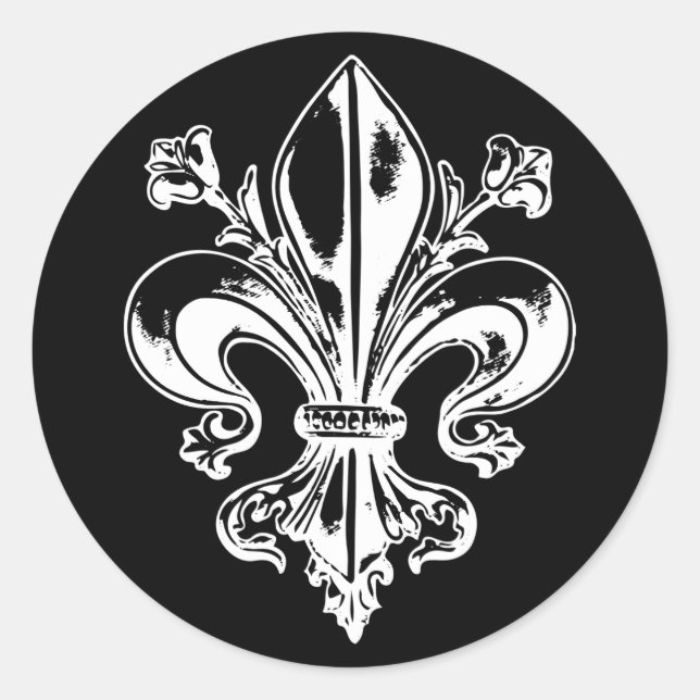 Sticker Rond AutocollantX20 Fleur de lys français métal antique (Devant)