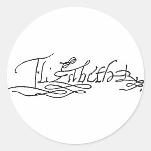 Sticker Rond Autographe de la Reine Elizabeth I de l'Angleterre