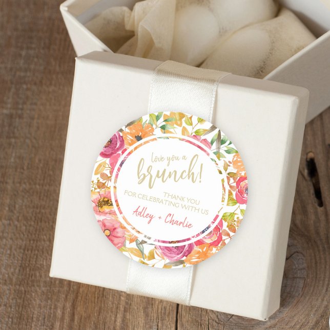 Sticker Rond Automne Aquarelle Floral Brunch Wedding shower Fav (Créateur téléchargé)