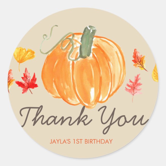 Sticker Rond Automne automne citrouille anniversaire merci auto (Devant)