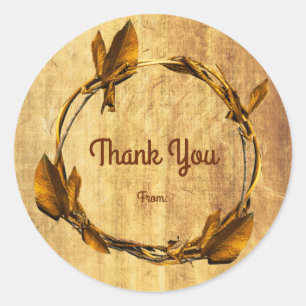Sticker Rond Automne Automne Faux Gold Leaf & Stick Wreath Favo