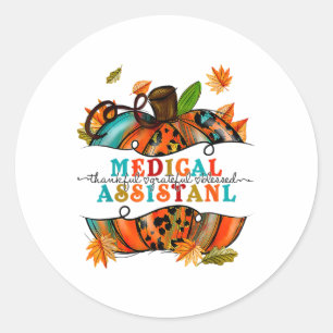 Sticker Rond Automne Automne Tee - shirt Médicale Istant Merci 