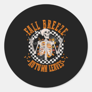 Sticker Rond Automne Breeze Feuilles Automne Squelette Fleur Th