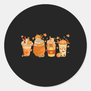 Sticker Rond Automne Café Citrouille Épice Latte Boissons Autom