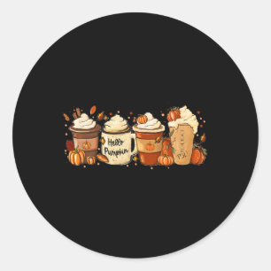 Sticker Rond Automne Café Citrouille Épice Latte Boissons Autom