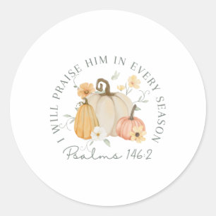 Sticker Rond Automne Citrouille de Thanksgiving Je Le Louerai À