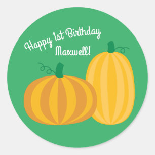 Sticker Rond Automne Citrouille Patch 1er Anniversaire Thème de
