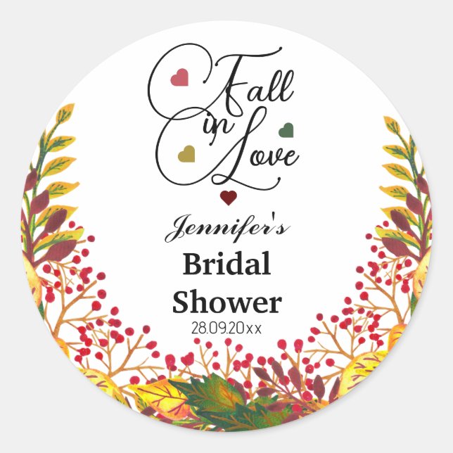 Sticker Rond Automne dans Love Script Fête des mariées florale (Devant)
