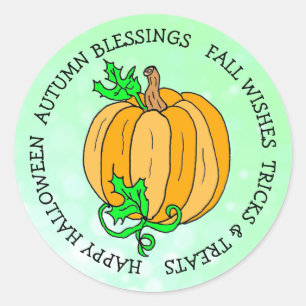 Sticker Rond Automne de vert de chaux de citrouille de