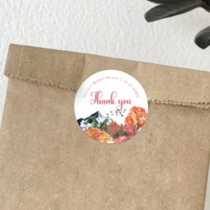 Sticker Rond Automne Fête des mariées forestière de la montagne