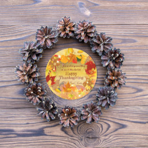 Sticker Rond Automne Feuillage de l'automne Bon thanksgiving de