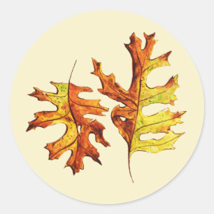 Sticker Rond Automne Feuilles Belle Aquarelle Art