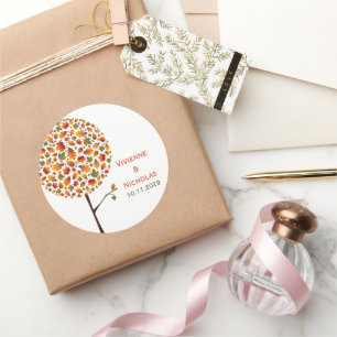 Sticker Rond Automne Feuilles d'automne Whimsical Pop Tree Mari