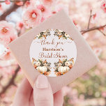Sticker Rond Automne Floral Rustic Fête des mariées Favoriser<br><div class="desc">Automne Floral Rustique Fête des mariées Favoriser Sticker Rond Classique</div>