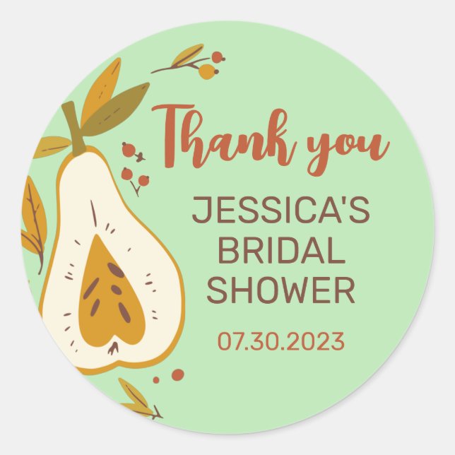 Sticker Rond Automne Fruit Pear Automne saison Fête des mariées (Devant)