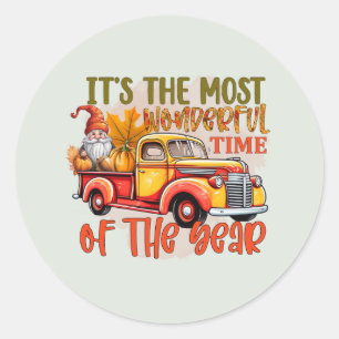 Sticker Rond Automne gnome saisonnier merveilleux temps vendeur