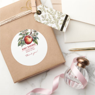 Sticker Rond Automne Harvest Pomme Succursale Baby shower Flora