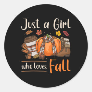 Sticker Rond Automne Juste Une Fille Qui Aime Tomber