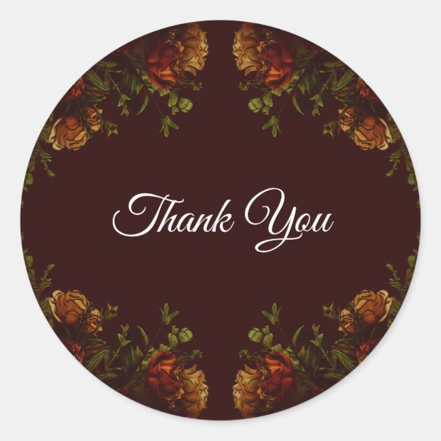 Sticker Rond Automne Mariage gothique Rustique Orange Maroon (Devant)