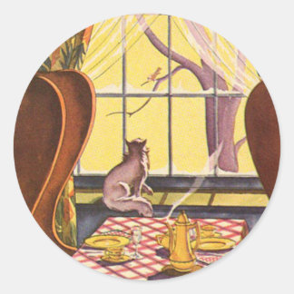 Sticker Rond Automne matin Observation des oiseaux