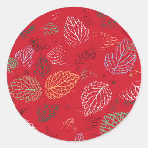 Sticker Rond Automne, Motif Feuille