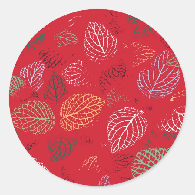 Sticker Rond Automne, Motif Feuille (Devant)