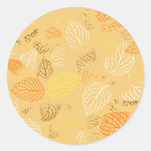 Sticker Rond Automne, Motif Feuille 4