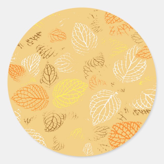 Sticker Rond Automne, Motif Feuille 4 (Devant)