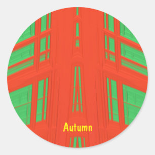 Sticker Rond AUTOMNE ~ NOËL Rouge Vert fractal ~