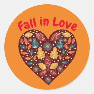 Sticker Rond Automne Personnalisé Chute En Amour
