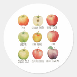 Sticker Rond Automne Pomme cueillir Apple Orchard Boho Farm Fes